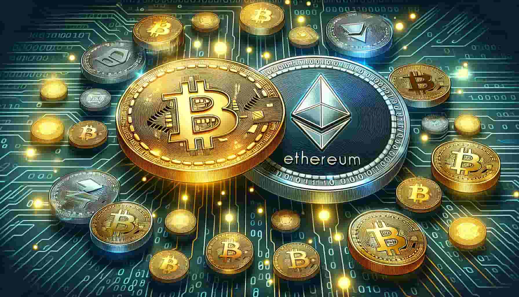 Illustratie van verschillende cryptomunten